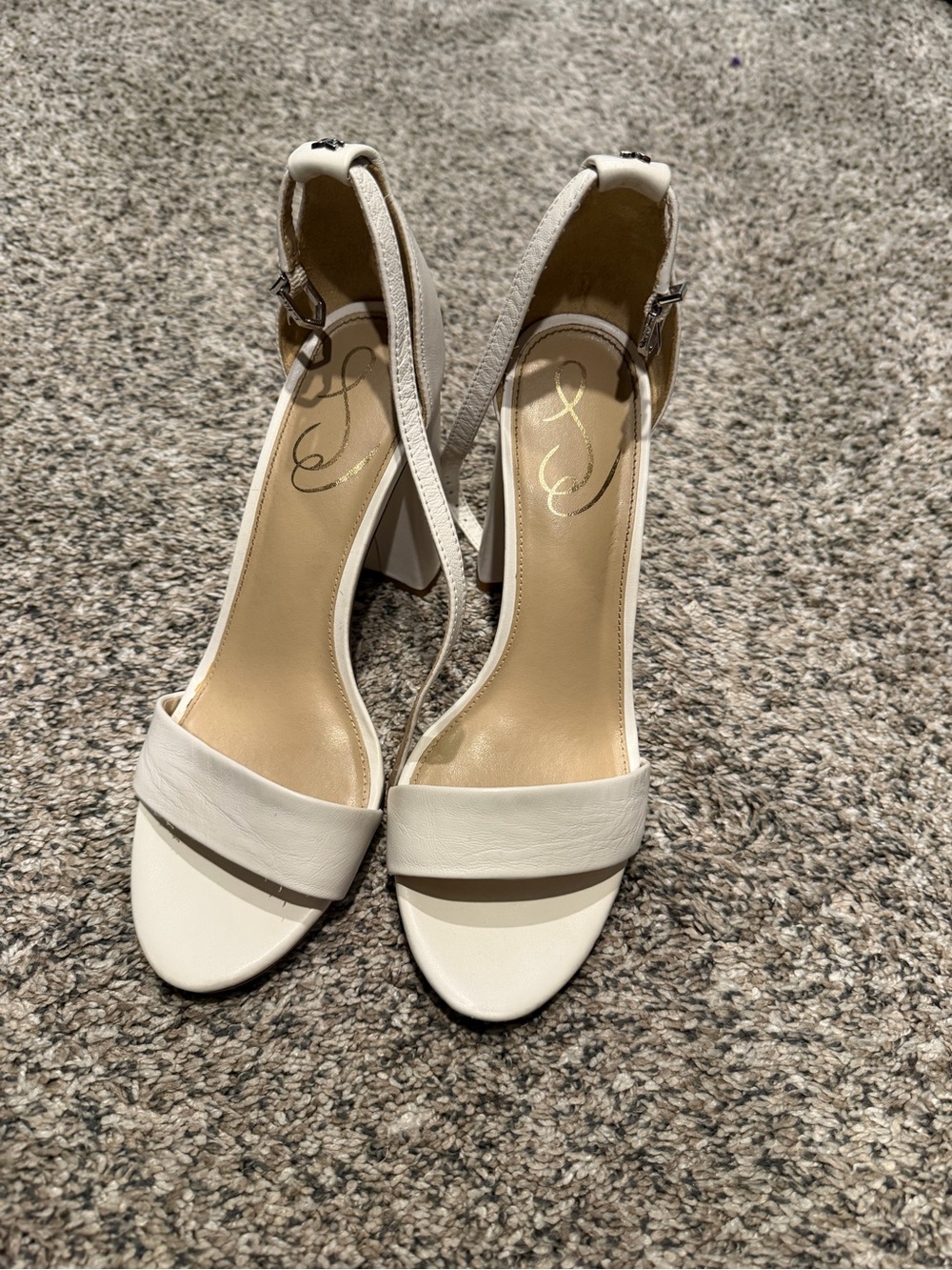 Women’s White Open-Toe Block Heel Sandals